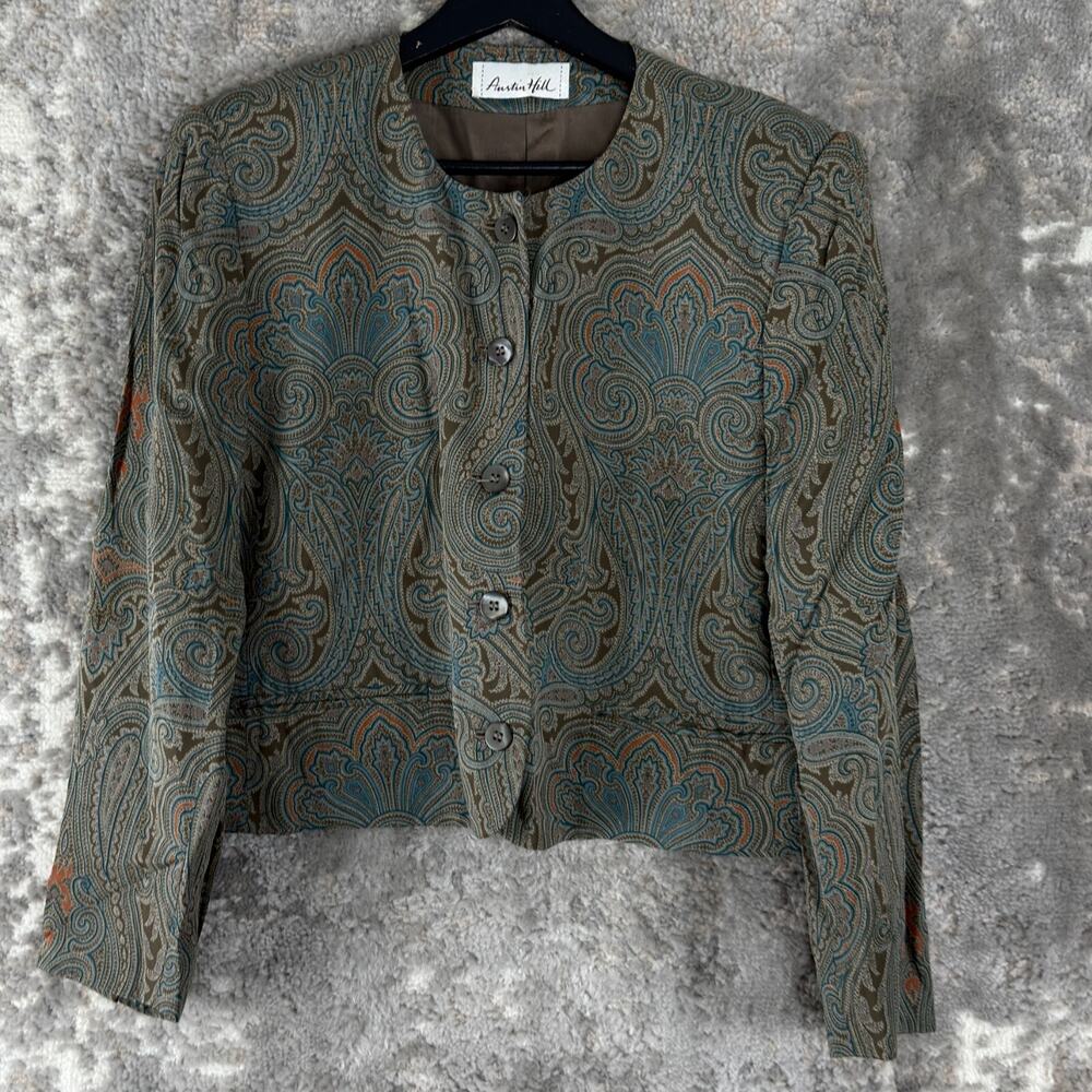 Austin Hill Size 10 Boho Casual Button Blazer Jacket Long Sleeve‎ Round Neck
